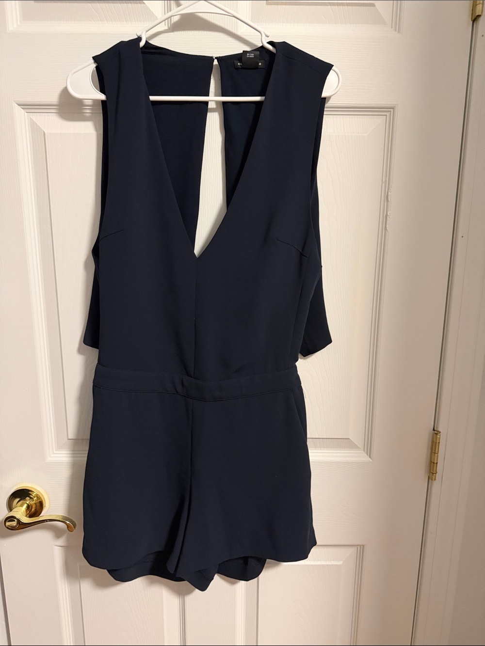 Club Monaco Navy Sleeveless V-Neck Romper